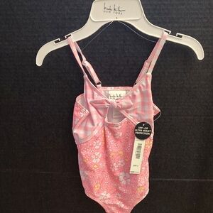 Pink Floral Swimsuit with Bow